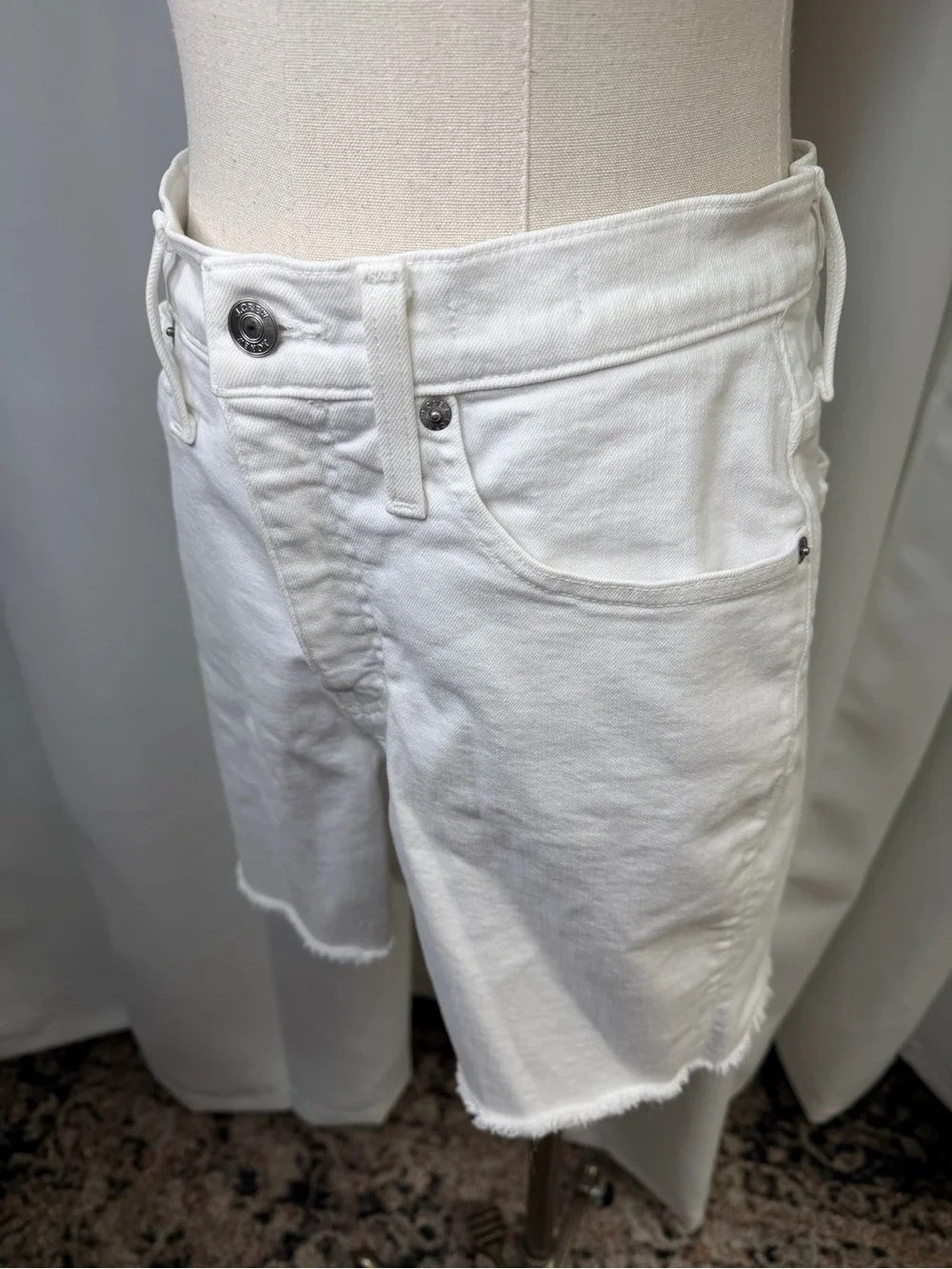 J. Crew ‘Long Denim High-Rise Short’ in White Size 27